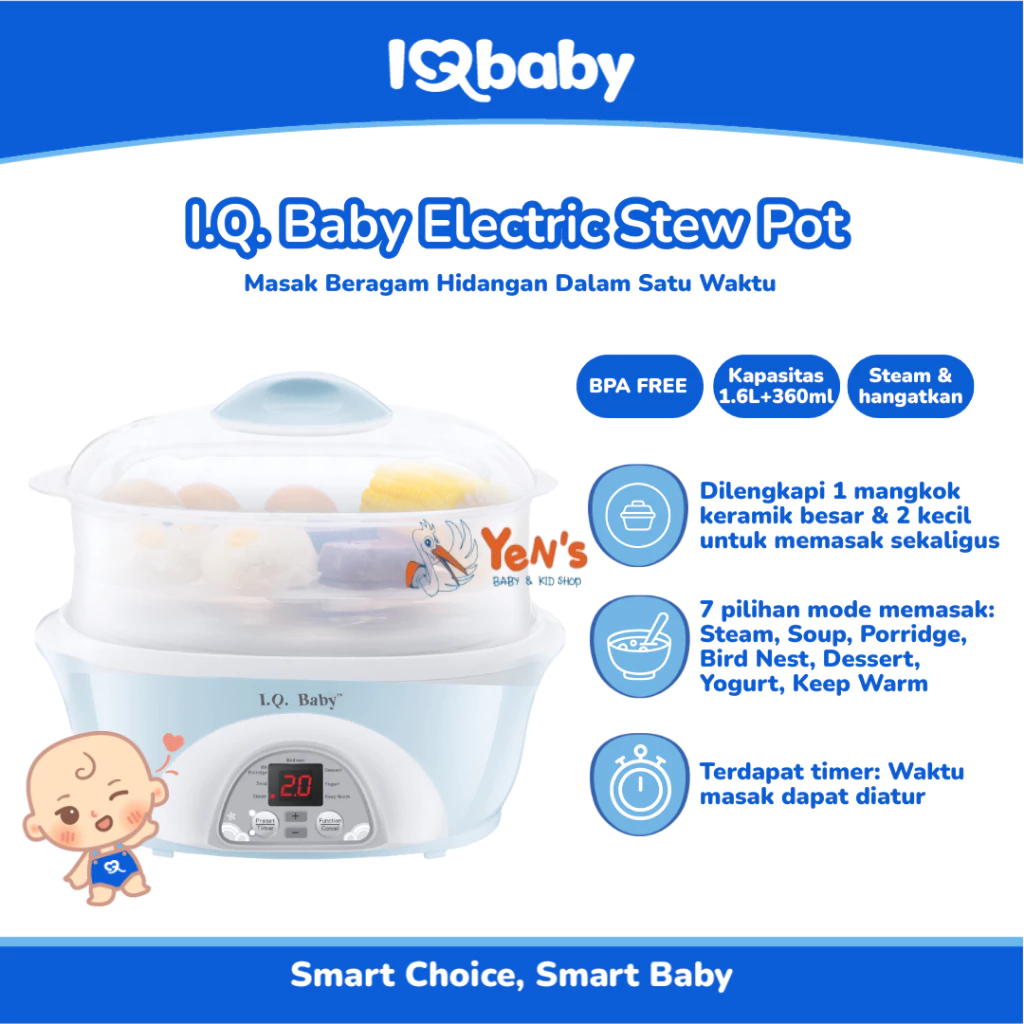 I.Q. BABY Multifunction Slow Cooker | Mesin Tim Multifungsi | Alat Masak MPAS Bayi Food Processor