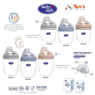 Baby Safe Botol Unique Off - Center Teat 150ml 270ml WN40 WN41 BPA FREE (1 Pcs)