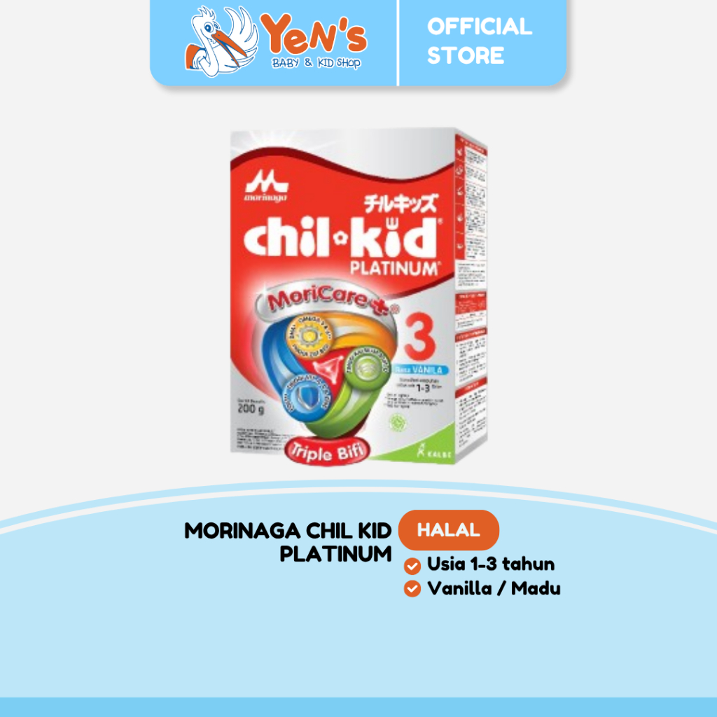Morinaga Chil Kid Platinum Vanila 200g Susu Formula Pertumbuhan Anak Usia 1-3 Tahun Halal