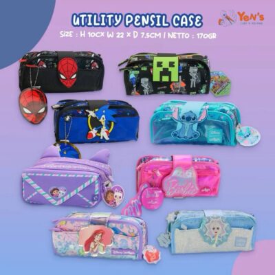 Kotak Pensil Disney Karakter Spiderman Frozen Minecraft Stitch Barbie Sonic Tempat Pensil Anak Sekolah