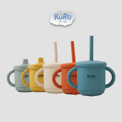 Kuru Baby Silicone Sippy Cup Set | Gelas Silicone Bayi + Straw Sedotan SC20 BPA Free thumbnail 2