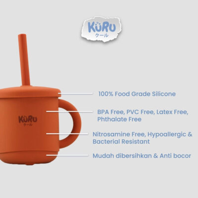 Kuru Baby Silicone Sippy Cup Set | Gelas Silicone Bayi + Straw Sedotan SC20 BPA Free thumbnail 3