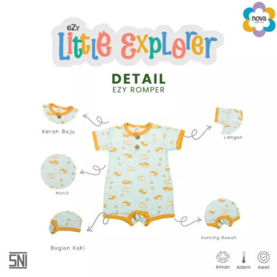 Baju Anak NOVA - Ezy Romper - Jumpsuit Bayi Dan Anak ( 0 - 24 bulan) - Ezy Little Explorer SNI thumbnail 3