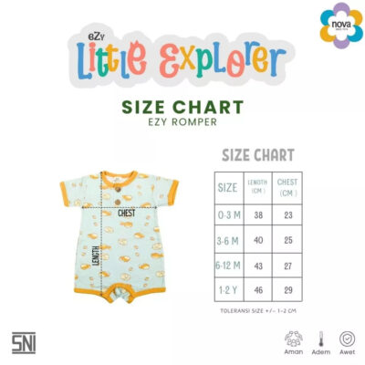Baju Anak NOVA - Ezy Romper - Jumpsuit Bayi Dan Anak ( 0 - 24 bulan) - Ezy Little Explorer SNI thumbnail 4