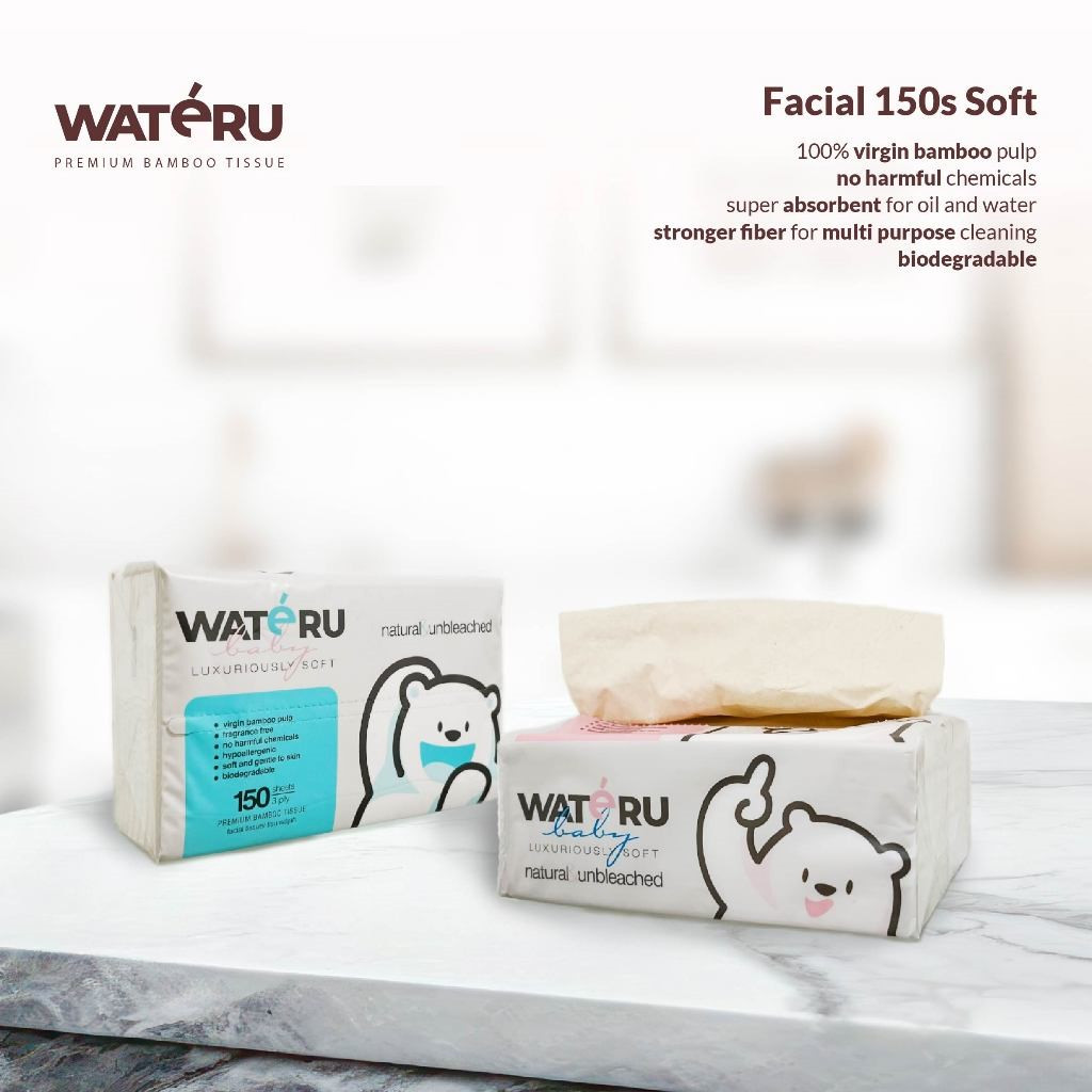 Wateru Premium Bamboo Tissue - Travel Pack 150's