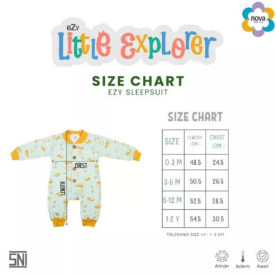 NOVA Ezy Little Explorer Sleepsuit Bayi Dan Anak 0-24 bulan (1 Pcs) thumbnail 4