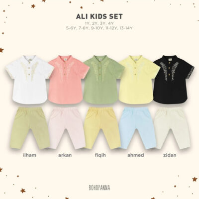 BOHOPANNA Raya Collection Ali Kids Set - Setelan Baju Koko Anak - Baju Muslim