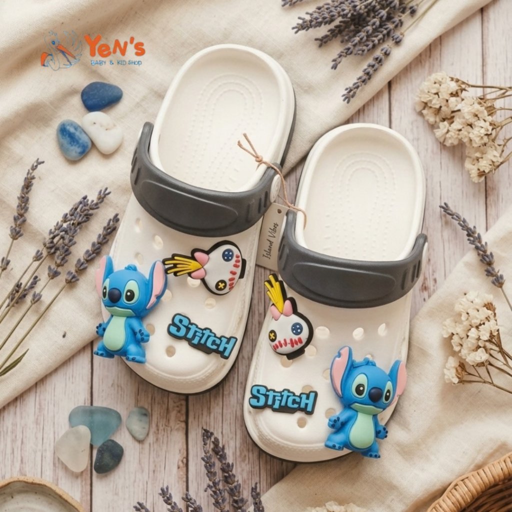 Sandal Baim Anak Cewek Cowok Karakter Stitch Karakter 3D Karet Ringan Empuk