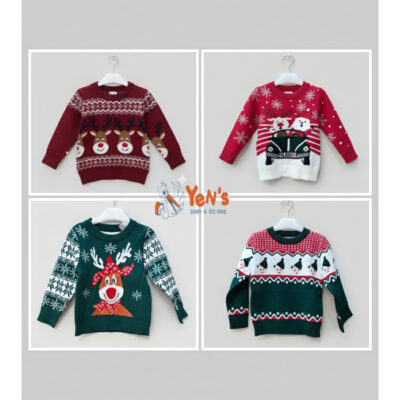 Sweater Rajut Natal Anak Premium Motif Rudolph Santa - Christmas Sweater Hangat & Lembut ( 1 Pcs)