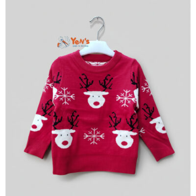 Sweater Rajut Natal Anak Premium Motif Rudolph Santa - Christmas Sweater Hangat & Lembut ( 1 Pcs) thumbnail 3