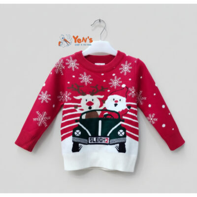 Sweater Rajut Natal Anak Premium Motif Rudolph Santa - Christmas Sweater Hangat & Lembut ( 1 Pcs) thumbnail 4