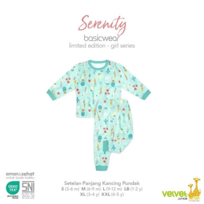 elvet Junior BasicWear Limited - Setelan Panjang Kancing Pundak Anak Perempuan - Serenity (1STEL) thumbnail 4