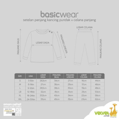 elvet Junior BasicWear Limited - Setelan Panjang Kancing Pundak Anak Perempuan - Serenity (1STEL) thumbnail 5