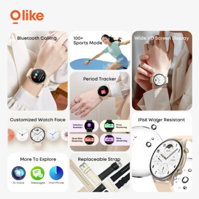 OLIKE Smartwatch FW2 1.39" Bluetooth Call Water Resistant IP68 Health Sport & Sleep Monitoring ( 1 PCS ) thumbnail 2