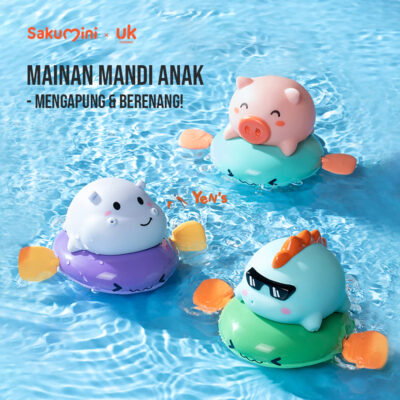 Sakumini Mainan Motorik Mandi Anak Bayi Berenang Air Semprot Kids Water Spray Riding Fish BPA FREE