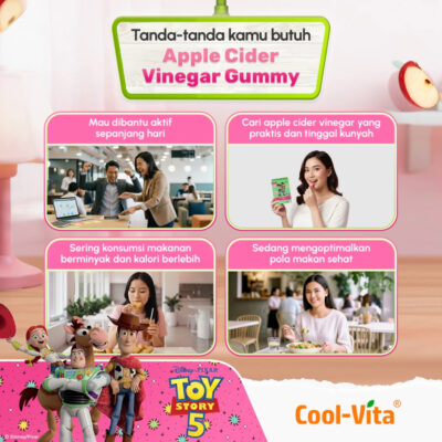 Coolvita Apple Cider Vinegar Gummy 200mg Pouch Disney Edition - Gummy Rendah Gula & Kalori diperkaya Vitamin B6 B12 B9 thumbnail 2