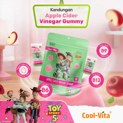 Coolvita Apple Cider Vinegar Gummy 200mg Pouch Disney Edition - Gummy Rendah Gula & Kalori diperkaya Vitamin B6 B12 B9 thumbnail 4