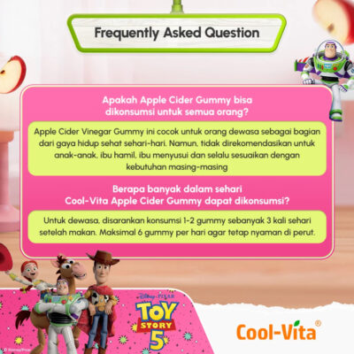 Coolvita Apple Cider Vinegar Gummy 200mg Pouch Disney Edition - Gummy Rendah Gula & Kalori diperkaya Vitamin B6 B12 B9 thumbnail 7