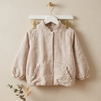 Jaket Anak Perempuan Embos Bunga Premium - Jaket Anak Aksen Ruffle Kerah Sanghai 68156 thumbnail 3