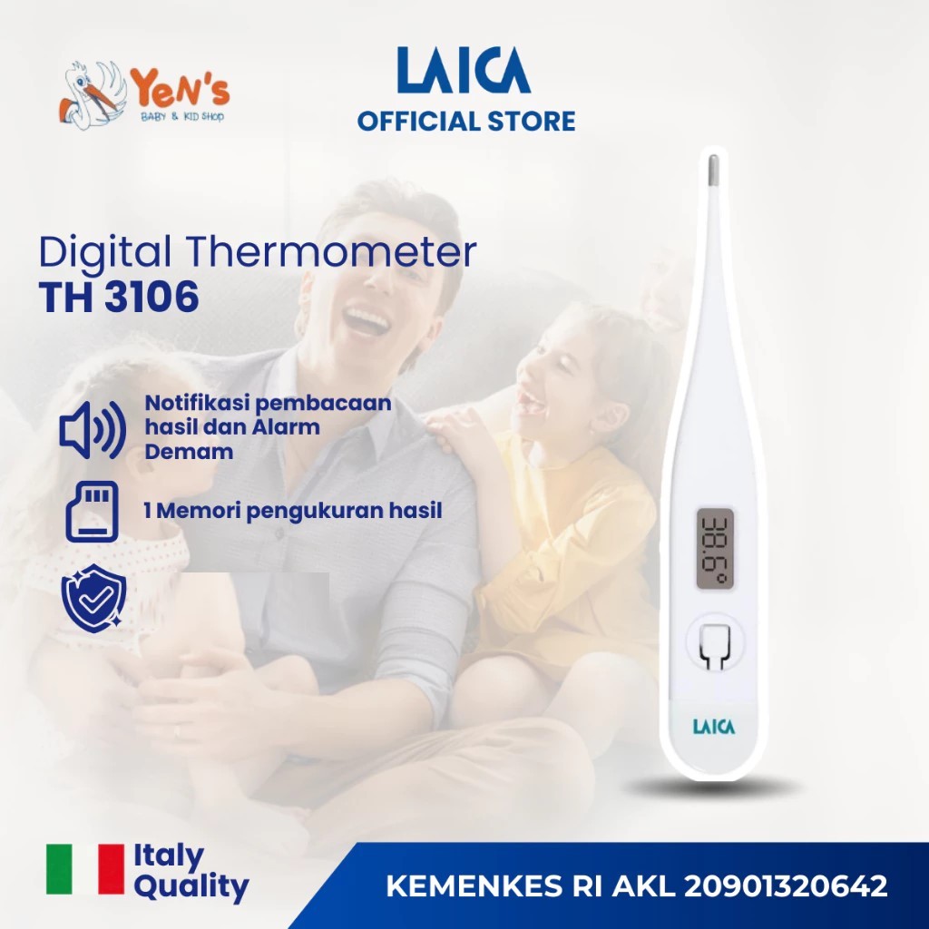 Laica TH3106 Thermometer Digital -  Alat pengukur suhu tubuh dengan layar LCD