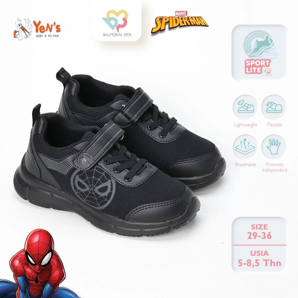 Balmoral Kids Sneakers Anak Boys Marvel Spiderman SPD-BTS21 Usia 5 - 8 Tahun (1 Pasang)