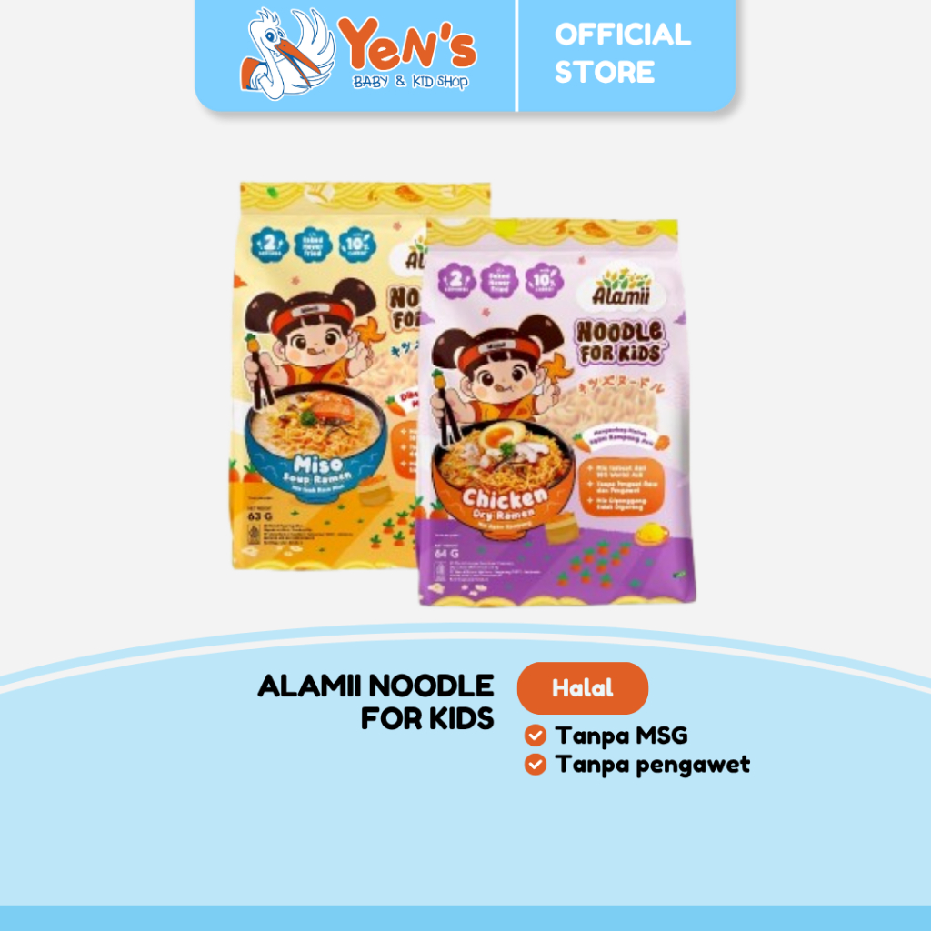 Alamii Noodle For Kids - Miso Soup / Chicken Dry Ramen - Tanpa Pengawet