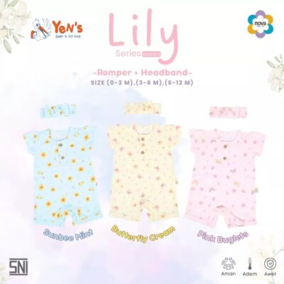 NOVA - Romper Set Bandana - Playsuit Bayi dan Anak Perempuan 0-12 Bulan (1 Set) - Lily Nature Series