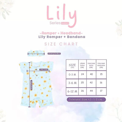 NOVA - Romper Set Bandana - Playsuit Bayi dan Anak Perempuan 0-12 Bulan (1 Set) - Lily Nature Series thumbnail 3
