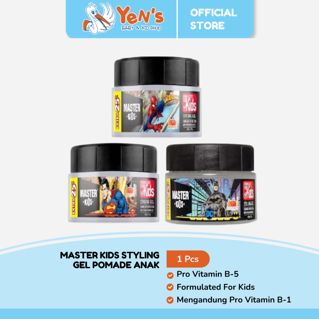 Master Kids Styling Gel Spiderman Jar 75gr - Minyak Rambut Anak / Pomade Anak