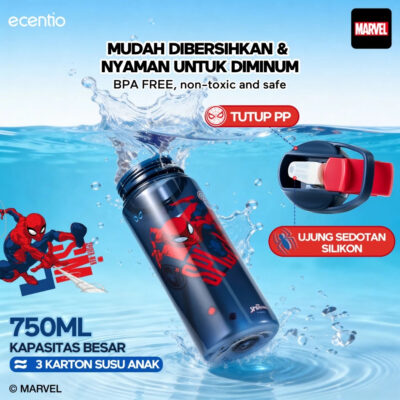 ecentio Kotak Makan Set Seri Spider Man anti tumpah lunch box anak 800ml free sendok botol minum thumbnail 7