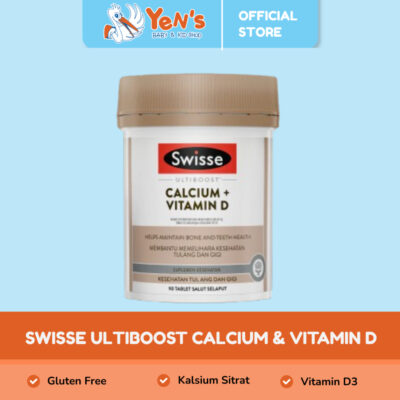 Swisse Ultiboost Calcium & Vitamin D - Suplemen Kalsium & Vit D3 Halal thumbnail 1