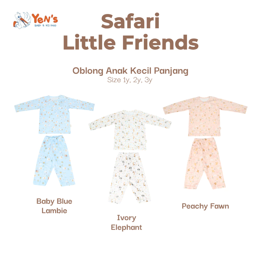 NARY Safari Little Friends Setelan Anak - Setelan Oblong Panjang Anak Kecil 1-3 Tahun (1 Stel)