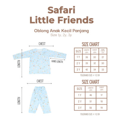 NARY Safari Little Friends Setelan Anak - Setelan Oblong Panjang Anak Kecil 1-3 Tahun (1 Stel) thumbnail 3