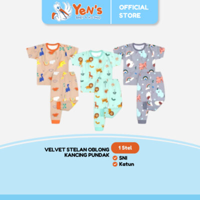 Velvet Stelan Oblong Pendek Panjang Kancing Pundak Mighty Roar ( 1 Stel )