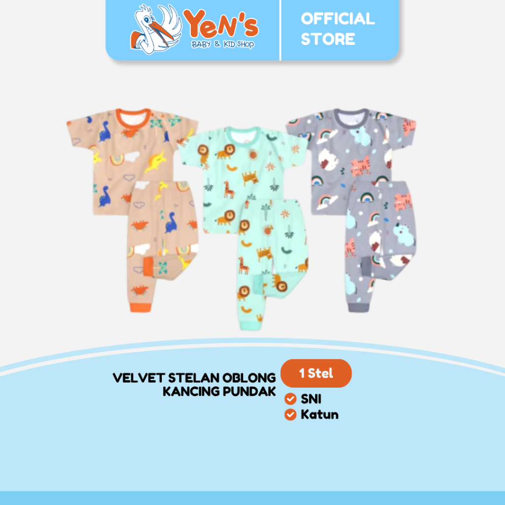 Velvet Stelan Oblong Pendek Panjang Kancing Pundak Mighty Roar ( 1 Stel )