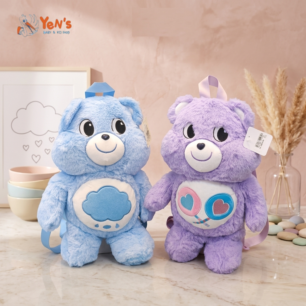 Tas Ransel Anak Bulu Bears Model Boneka - Tas Punggung Anak Bulu Lembut Karakter Kartun Lucu
