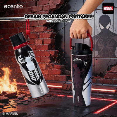 ecentio tumbler stainless 900ml/480ml Marvel Version Spider & Iron Man termos air panas botol minum thumbnail 7