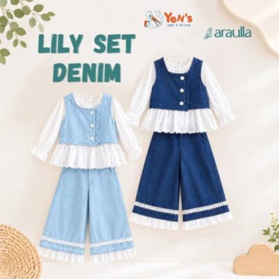 Araulla - LILY SET DENIM Baju Anak Perempuan | Baju Atasan dan Bawahan Denim anak