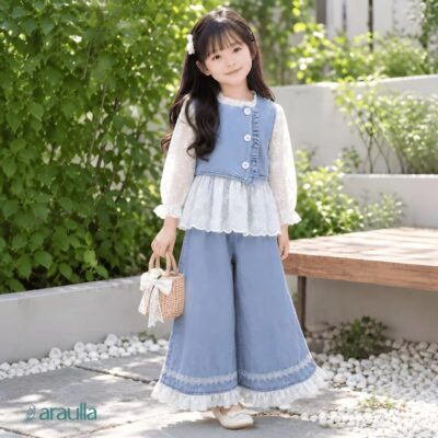 Araulla - LILY SET DENIM Baju Anak Perempuan | Baju Atasan dan Bawahan Denim anak thumbnail 3