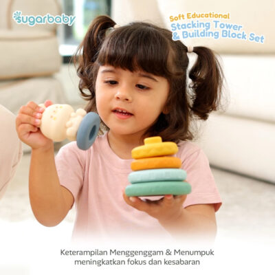 Sugarbaby Toys Soft Educational Stacking Tower with Block - Mainan Edukasi Bayi Susun Blok BPA Free thumbnail 3