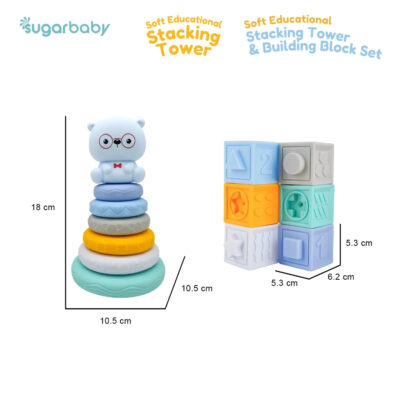 Sugarbaby Toys Soft Educational Stacking Tower with Block - Mainan Edukasi Bayi Susun Blok BPA Free thumbnail 6