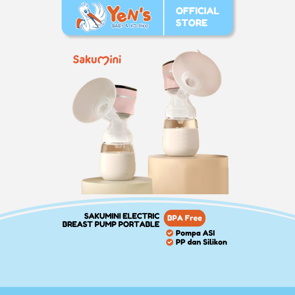 Sakumini Electric Breast Pump Portable Pompa ASI Bayi Elektrik Pink / White