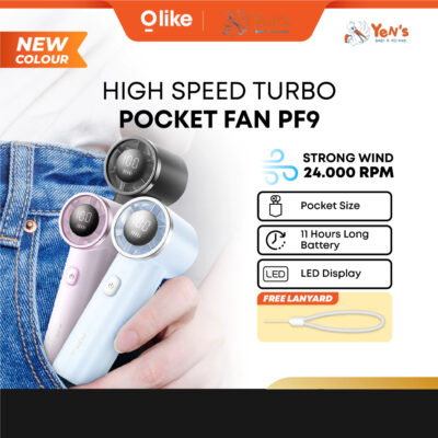 Olike Portable Mini Strong Wind Power Fan PF9 Kipas Kecil Turbo 100 Speed + LED Display Ultra Small