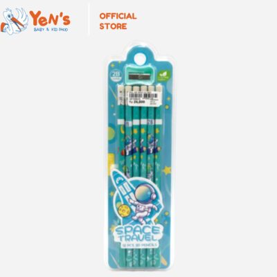 Pensil 2B Anak Karakter Astronot Space Travel (Isi 12 Pcs + Rautan) thumbnail 2
