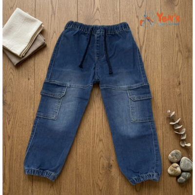 MemoryLife BA646 Celana Cargo Jogger Jeans Anak Laki-Laki & Perempuan Denim Pinggang Karet Tali