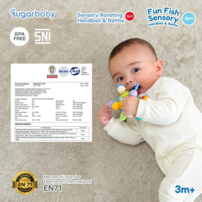Sugarbaby Fun Fish Sensory Rotating Handball Rattle - Mainan Sensorik Motorik Teether Bayi BPA Free thumbnail 6