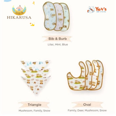 Hikarusa celemek bayi Tencel , Bib segitiga, Bib oval