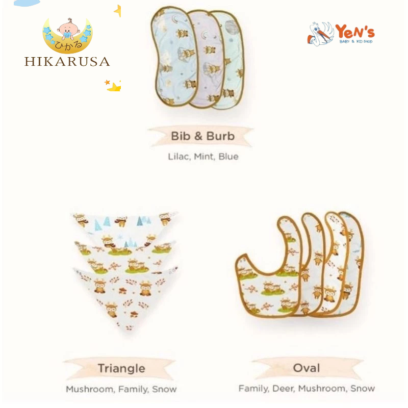 Hikarusa celemek bayi Tencel , Bib segitiga, Bib oval