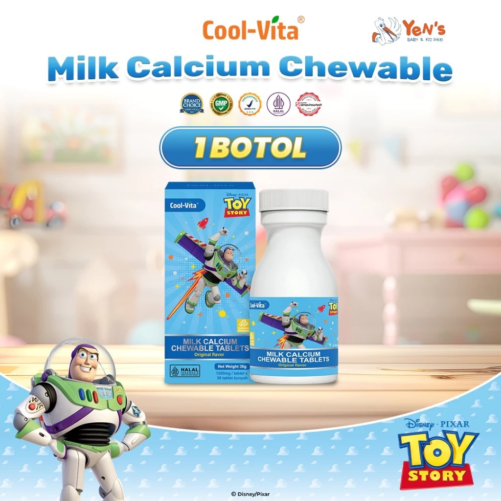 Coolvita Milk Calcium Chewable Tablets Original Flavor 1 Botol - Suplemen Kesehatan Tablet Kunyah Kalsium