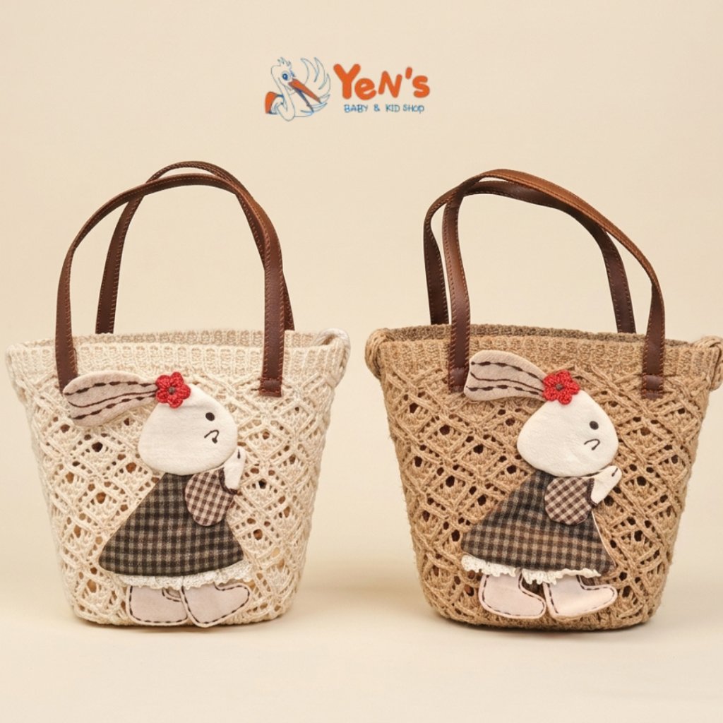 Tas Anyaman Rajut Motif Boneka Kelinci Imut – Slingbag Mini Korea Aesthetic